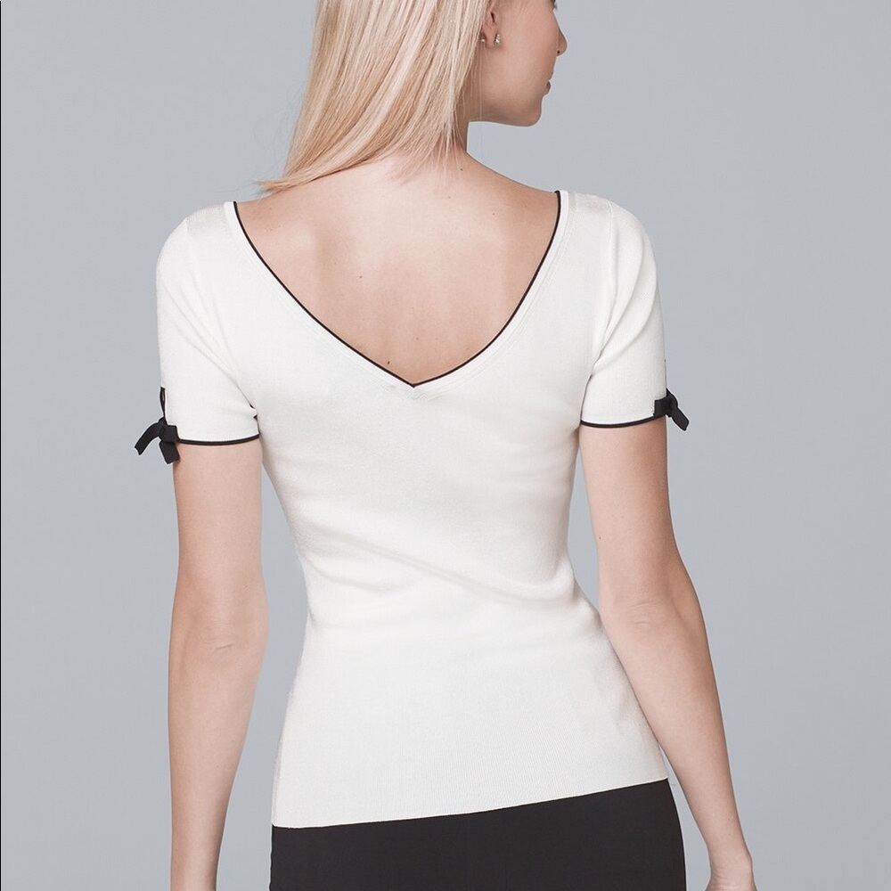 White House Black Market Bow Tie Sleeve Knit Tee